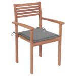 Vidaxl chaises de jardin 4 pcs avec coussins gris bois de teck solide