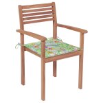 Vidaxl chaises de jardin 4 pcs avec coussins � motif de feuilles teck