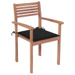 Vidaxl chaises de jardin 4 pcs avec coussins noir bois de teck solide