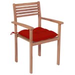 Vidaxl chaises de jardin 4 pcs avec coussins rouge bois de teck solide