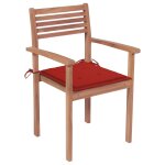 Vidaxl chaises de jardin 4 pcs avec coussins rouge bois de teck solide Vidaxl chaises de jardin 4 pcs avec coussins rouge bois de teck solide