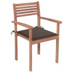 Vidaxl chaises de jardin 4 pcs avec coussins taupe bois de teck solide