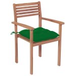 Vidaxl chaises de jardin 4 pcs avec coussins vert bois de teck solide