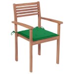 Vidaxl chaises de jardin 4 pcs avec coussins vert bois de teck solide