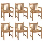 Vidaxl chaises de jardin 6 pcs avec coussins bordeaux teck solide