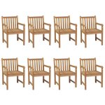 Vidaxl chaises de jardin 8 pcs avec coussins bordeaux teck solide