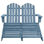 Vidaxl chaise de jardin adirondack 2 places et pouf sapin massif bleu