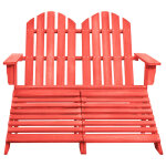 Vidaxl chaise de jardin adirondack 2 places et pouf sapin massif rouge