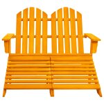 Vidaxl chaise de jardin adirondack 2 places et pouf sapin orange