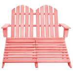 Vidaxl chaise de jardin adirondack 2 places et pouf sapin rose