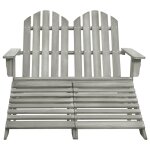 Vidaxl chaise de jardin adirondack 2 places et repose - pied sapin gris