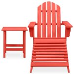 Vidaxl chaise de jardin adirondack avec pouf et table sapin rouge