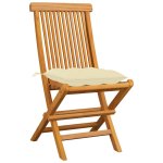 Vidaxl chaises de jardin avec coussins blanc crme 4 pcs teck massif