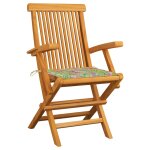 Vidaxl chaises de jardin et coussins motif � feuilles 3pcs teck massif