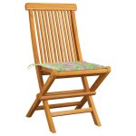 Vidaxl chaises de jardin et coussins motif � feuilles 4pcs teck massif