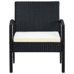 Vidaxl chaise de jardin avec coussin r�sine tress�e noir