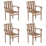 Vidaxl chaises de jardin empilables avec coussins 4 pcs teck solide