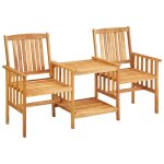 Vidaxl chaises de jardin avec table � th� et coussins acacia solide