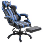 Vidaxl chaise de jeu avec repose - pied bleu similicuir
