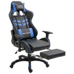 Vidaxl chaise de jeu avec repose - pied bleu similicuir