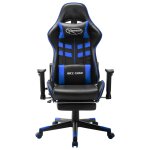 Vidaxl chaise de jeu avec repose - pied noir et bleu cuir artificiel