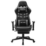 Vidaxl chaise de jeu avec repose - pied noir et gris cuir artificiel Vidaxl chaise de jeu avec repose - pied noir et gris cuir artificiel