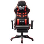 Vidaxl chaise de jeu avec repose - pied noir et rouge cuir artificiel