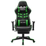 Vidaxl chaise de jeu avec repose - pied noir et vert cuir artificiel