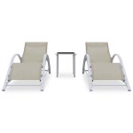 Vidaxl chaises longues 2 pcs avec table aluminium crme