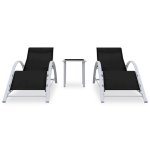 Vidaxl chaises longues 2 pcs avec table aluminium noir