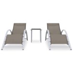 Vidaxl chaises longues 2 pcs avec table aluminium taupe