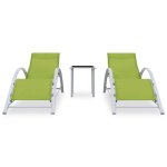 Vidaxl chaises longues 2 pcs avec table aluminium vert