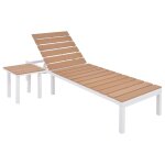 Vidaxl chaise longue 2 pcs avec table aluminium et wpc blanc et marron