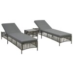 Vidaxl chaises longues 2 pcs avec table rsine tresse gris