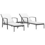 Vidaxl chaises longues 2 pcs avec table rsine tresse noir