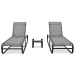 Vidaxl chaises longues 2 pcs avec table textilne et aluminium