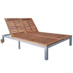 Vidaxl chaise longue 2 places avec coussin acacia solide et acier