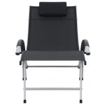 Vidaxl chaise longue aluminium textilène noir Vidaxl chaise longue aluminium textilène noir