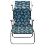 Vidaxl chaise longue avec auvent acier motif de feuilles