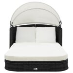 Vidaxl chaise longue avec auvent rsine tresse noir