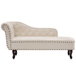 Vidaxl chaise longue blanc crme similicuir