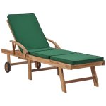 Vidaxl chaises longues avec coussins 2 pcs bois de teck solide vert