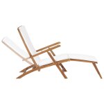 Vidaxl chaise longue avec coussin blanc cr�me bois de teck solide
