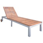 Vidaxl chaise longue avec coussin bois d'acacia et acier galvanis