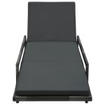 Vidaxl chaise longue avec coussin rsine tresse gris