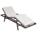 Vidaxl chaise longue avec coussin r�sine tress�e marron