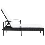 Vidaxl chaise longue avec coussin r�sine tress�e noir