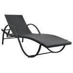 Vidaxl chaise longue avec coussin rsine tresse noir