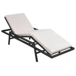 Vidaxl chaise longue avec coussin rsine tresse noir