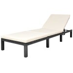 Vidaxl chaise longue avec coussin rsine tresse noir